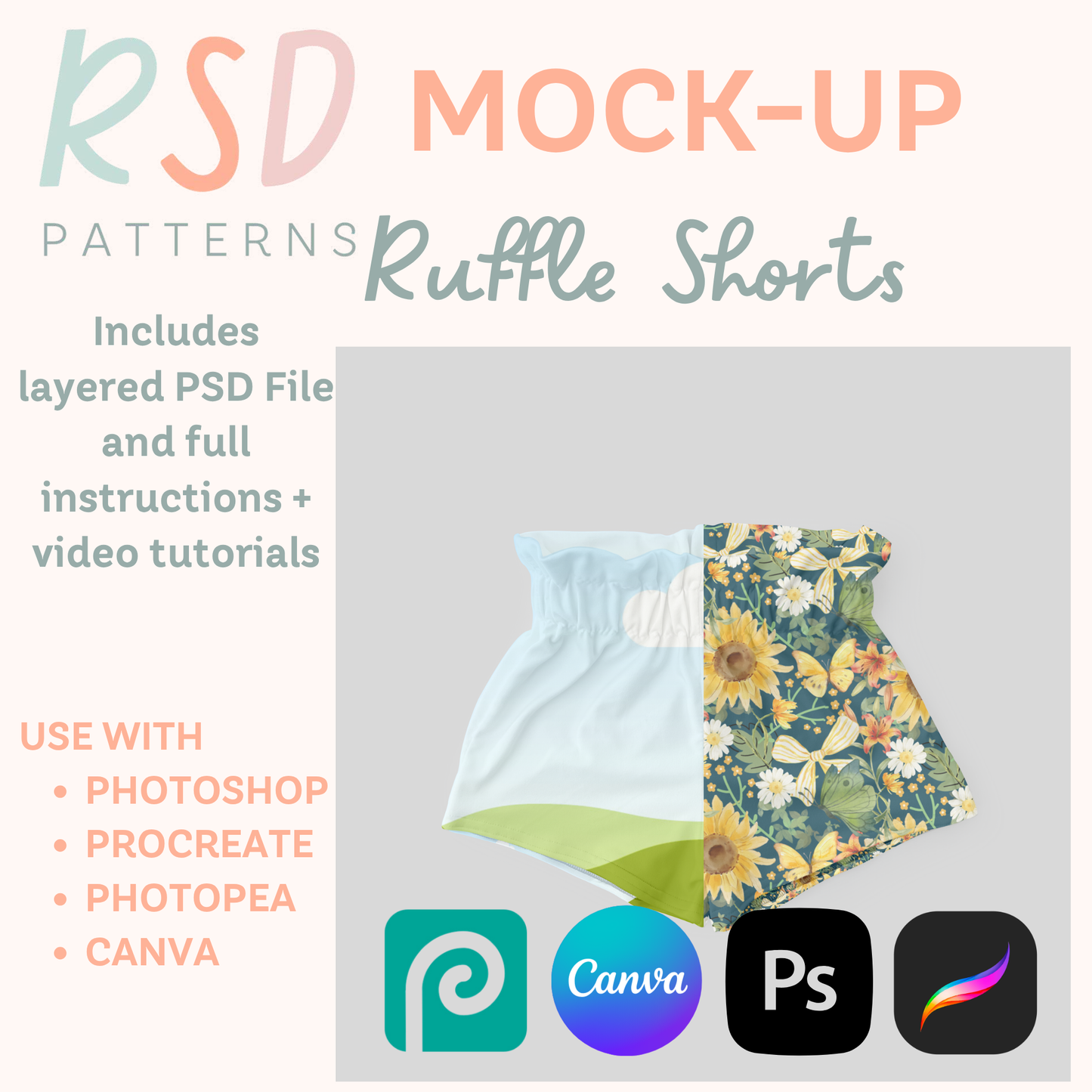 Ruffle Shorts Digital Sewing Pattern Mock-Up