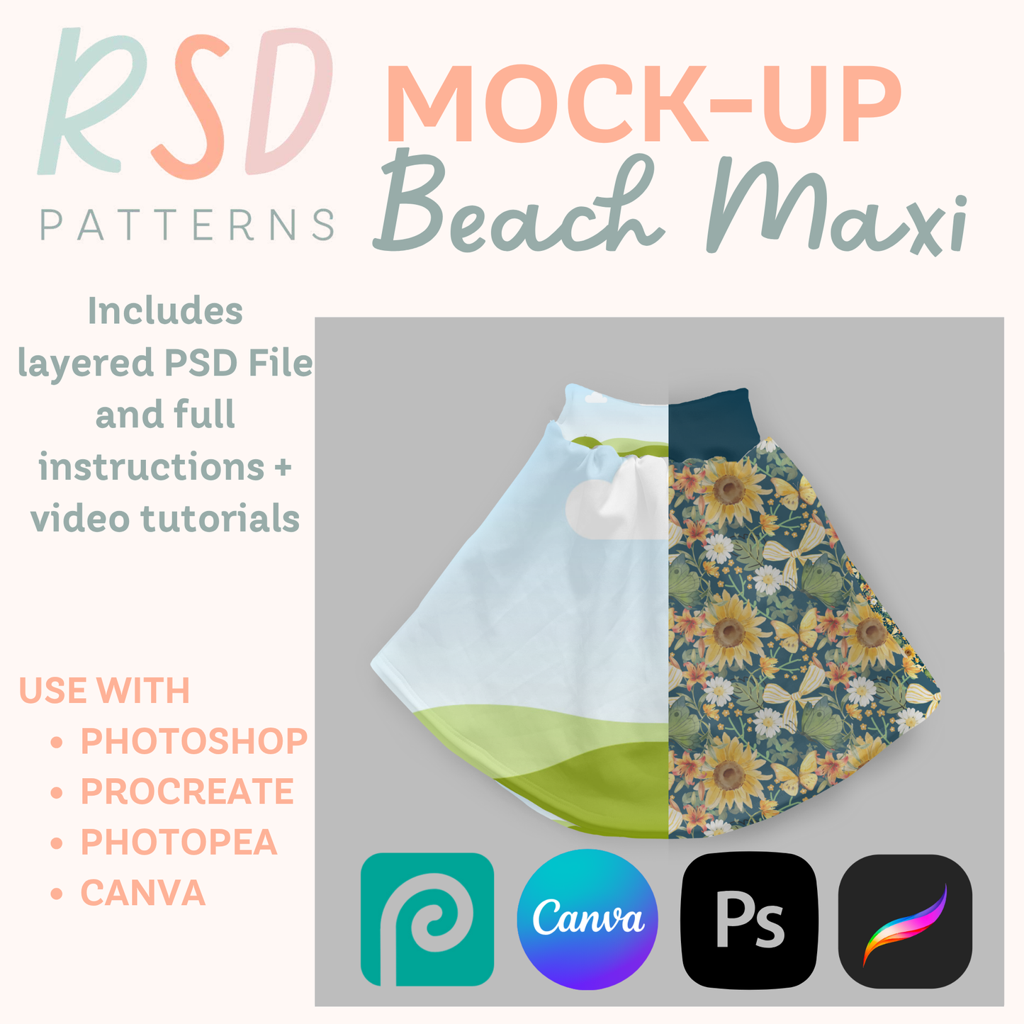 Beach Maxi Digital Sewing Pattern Mock-Up