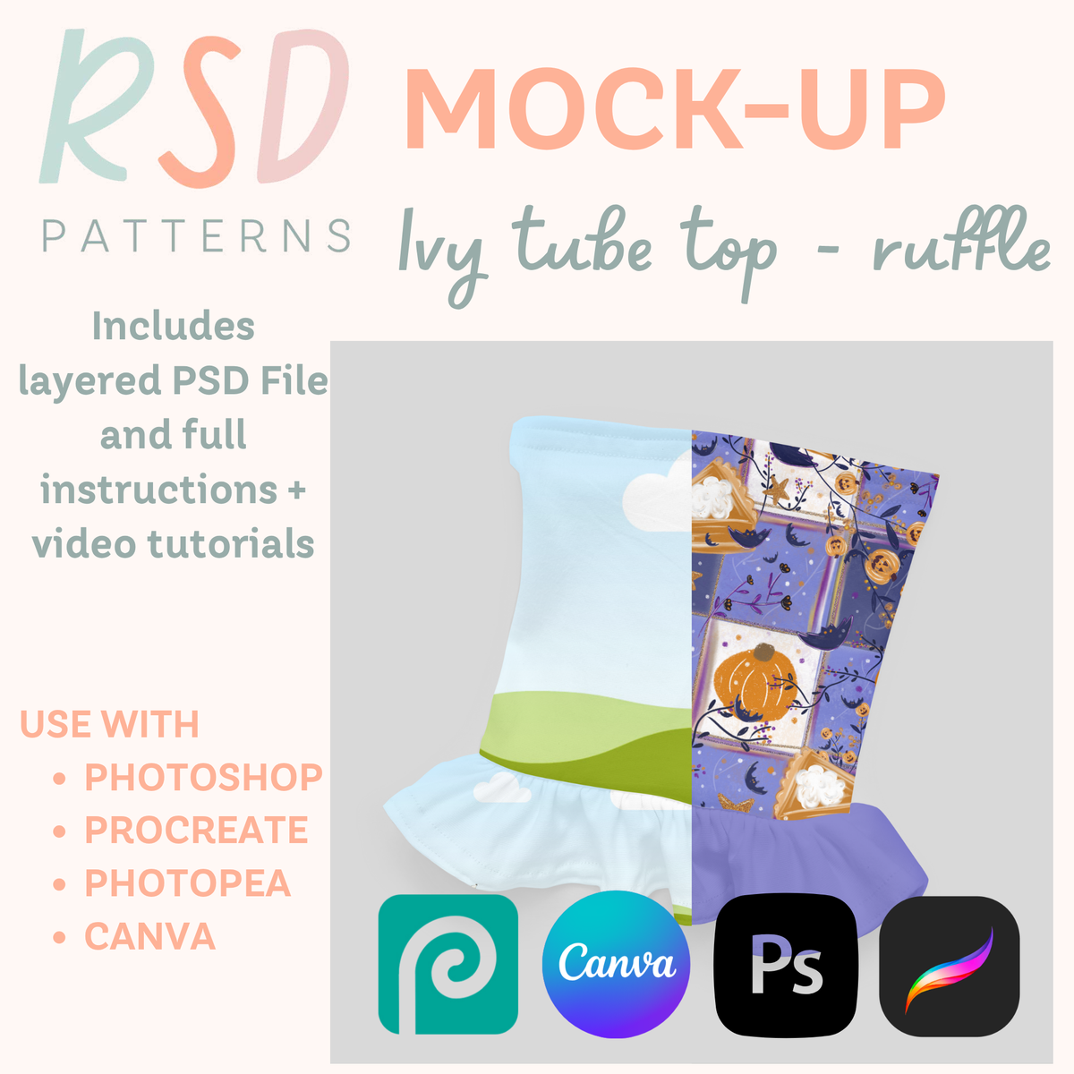 Ivy Ruffle Tube Top Digital Sewing Pattern Mock-Up