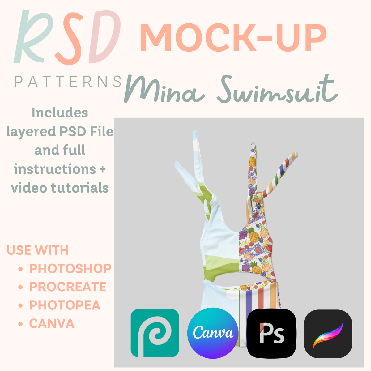 Mina Swimsuit Digital Sewing Pattern Mock-Up