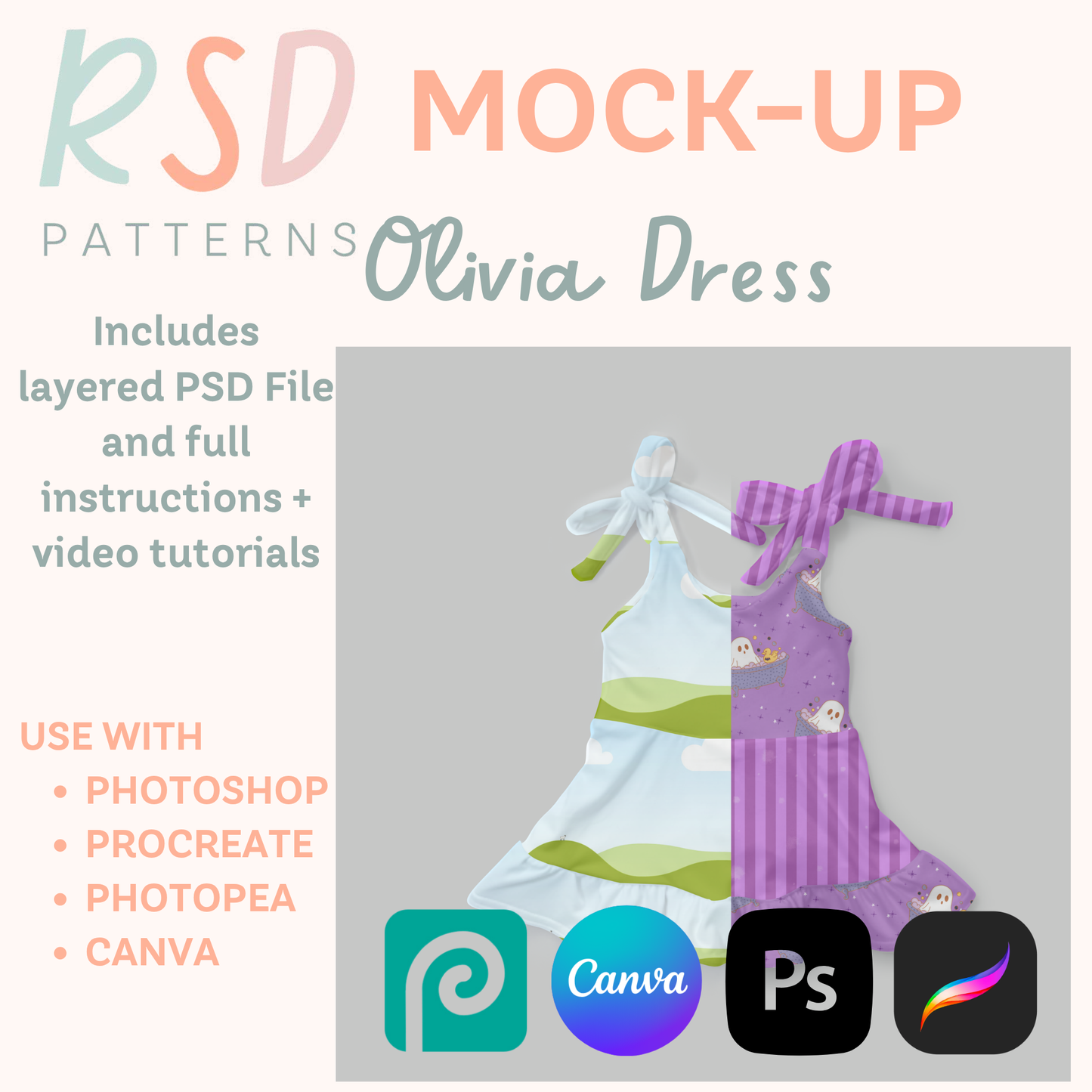 Olivia Dress Digital Sewing Pattern Mock-Up