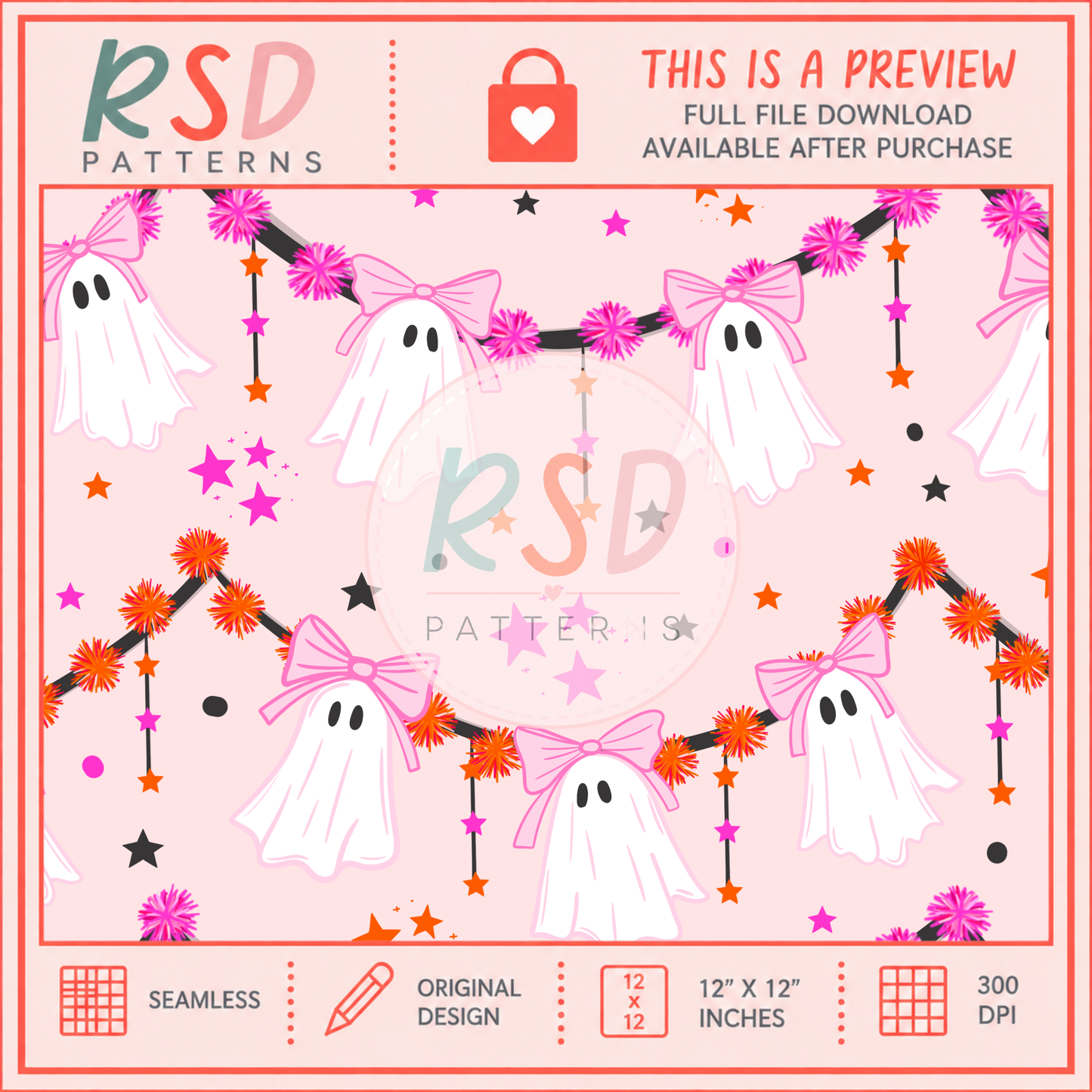 Whimsy Ghost Garland Seamless File