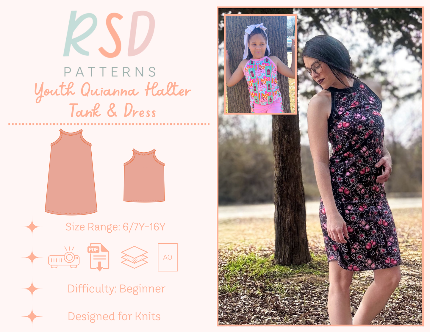 Youth Quianna Halter Tank & Dress PDF