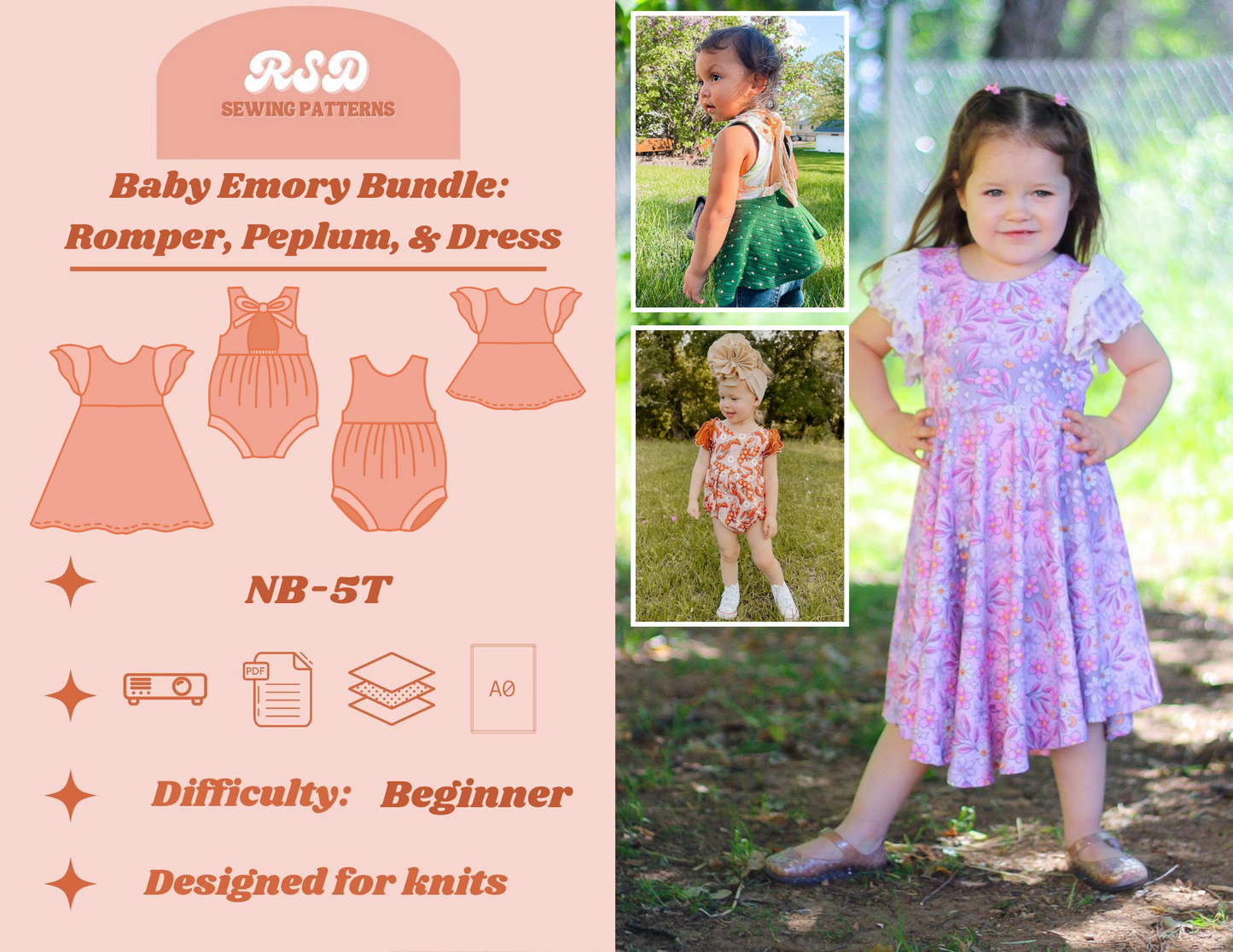 Baby Emory Bundle: Romper, Peplum, Dress PDF