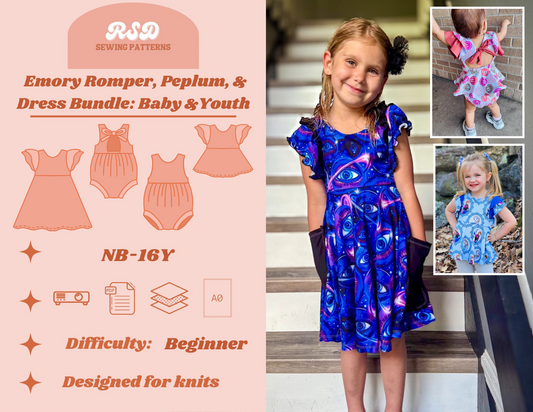 Baby & Youth Emory Bundle: Romper, Peplum, Dress PDF