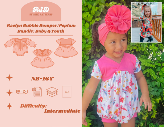 Baby & Youth Bundle Raelyn Bubble Romper & Peplum PDF