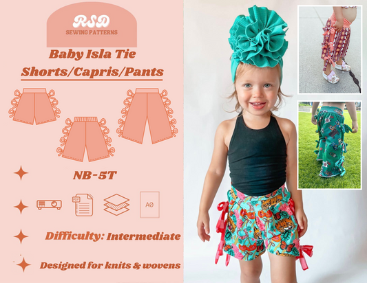Baby Isla Tie Short/Capris/Pants PDF