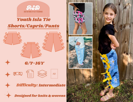 Youth Isla Tie Short/Capris/Pants PDF