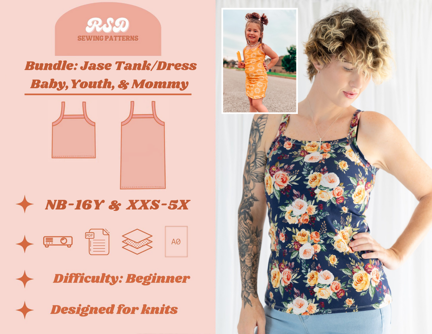 Baby, Youth, & Mommy Jase Tank/Dress Bundle PDF