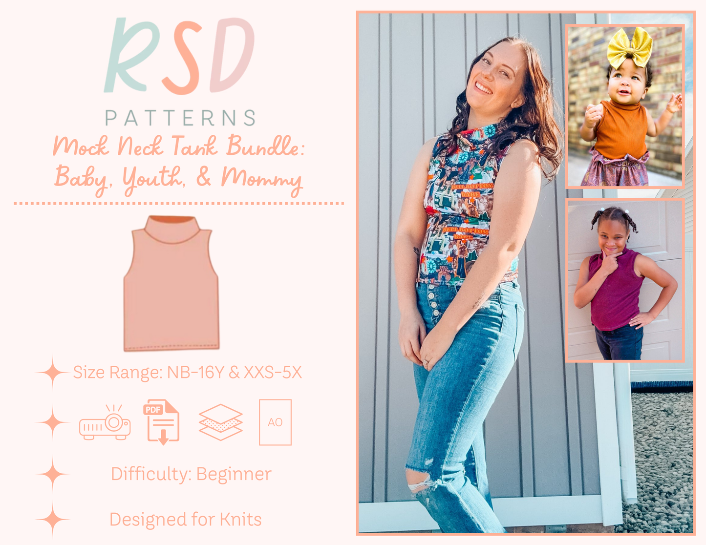 Baby, Youth, & Mommy Mock Neck Tank Bundle PDF