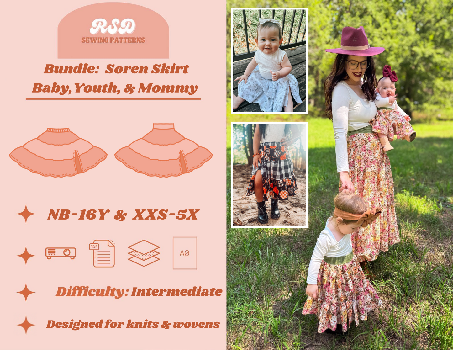Baby, Youth, & Mommy Soren Skirt Bundle PDF