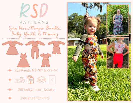 Baby, Youth, & Mommy Spice Dress & Romper Bundle PDF